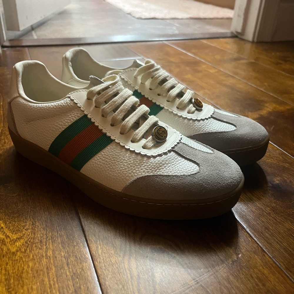 Gucci White and Gray Retro-Inspired Sneakers